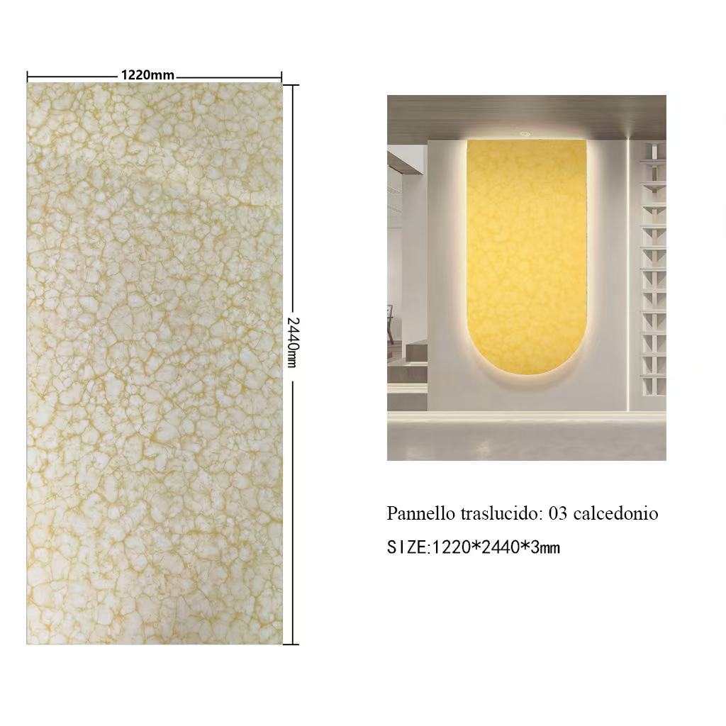 Pannello Traslucido Effetto Calcedonio 1220×2440×3 mm – Rivestimento Decorativo Retroilluminato