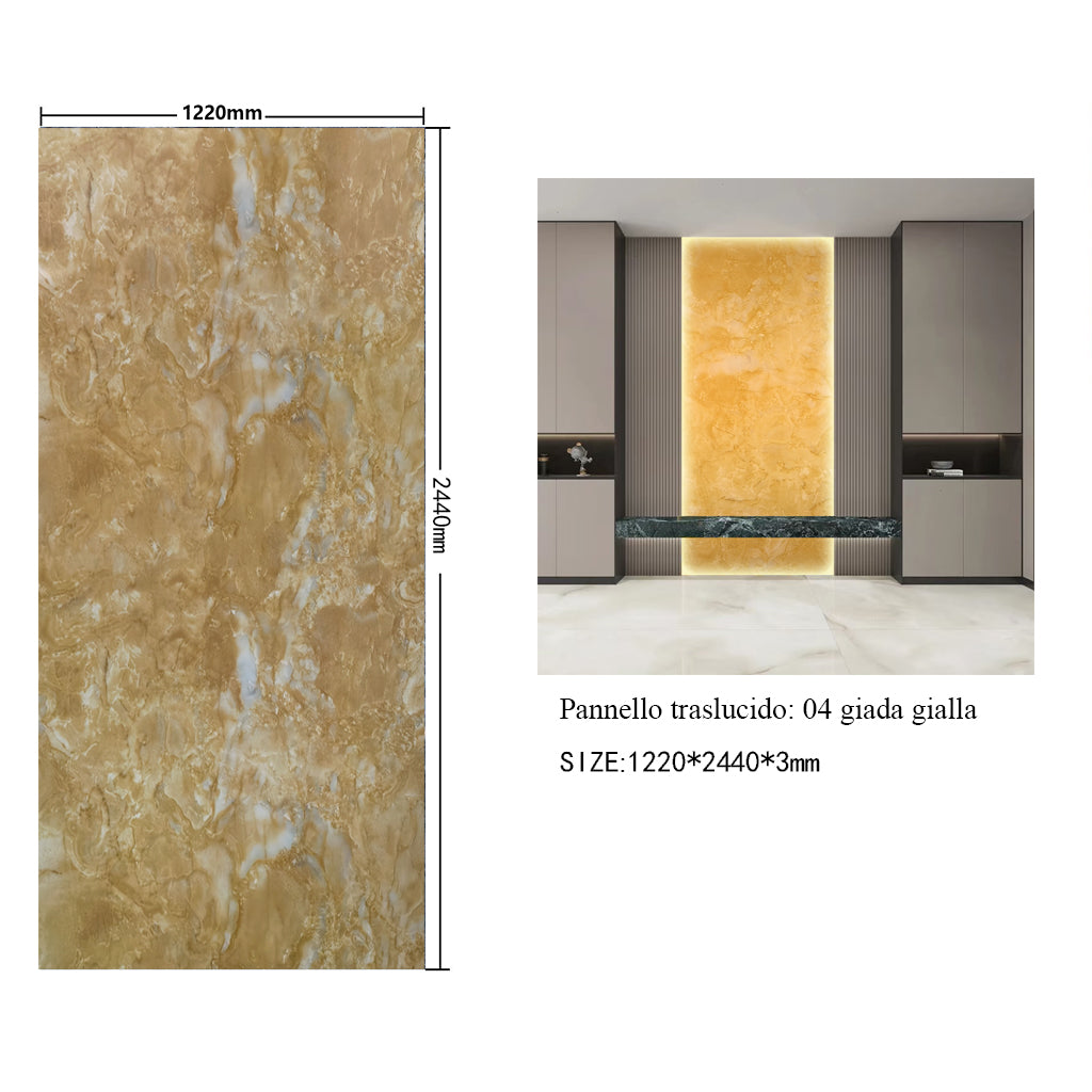 Pannello Traslucido Giada Gialla 1220×2440 mm | Rivestimento Decorativo Retroilluminato